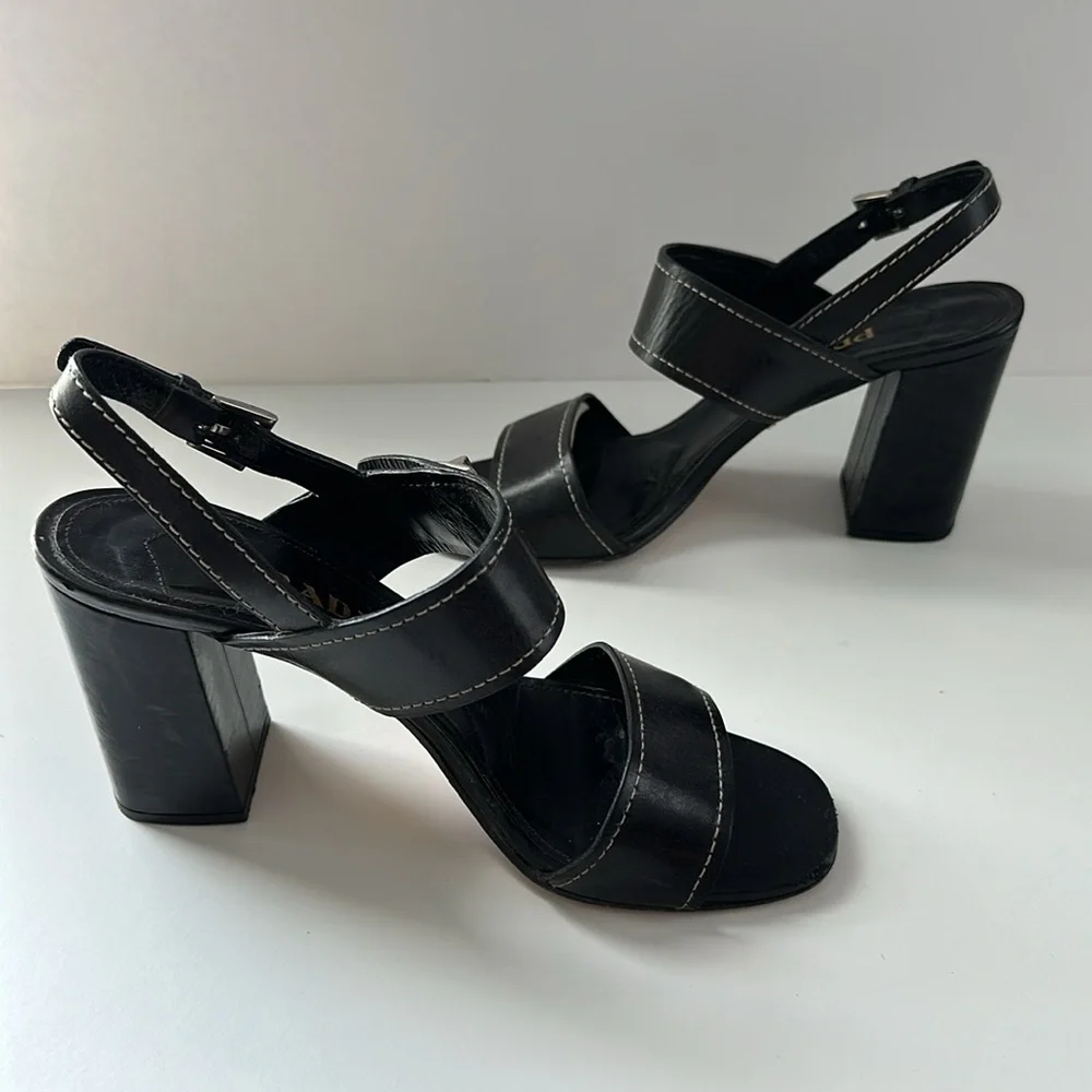 PRADA Block High Heel Sandals Sz 39 - Picture 9 of 16